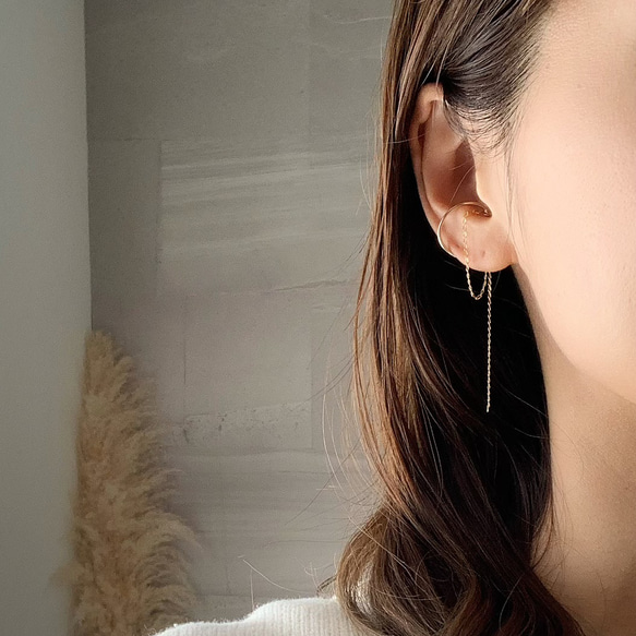 【ため息級の繊細華奢デザイン✶】欲しかった両耳イヤーカフ*✴︎14kgf/Silver925Filled 11枚目の画像