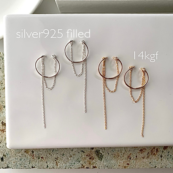 【ため息級の繊細華奢デザイン✶】欲しかった両耳イヤーカフ*✴︎14kgf/Silver925Filled 3枚目の画像