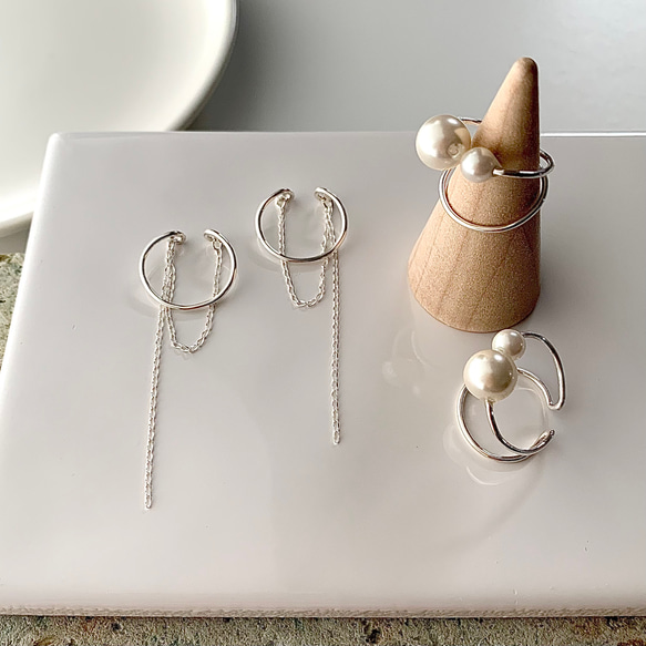 【ため息級の繊細華奢デザイン✶】欲しかった両耳イヤーカフ*✴︎14kgf/Silver925Filled 8枚目の画像