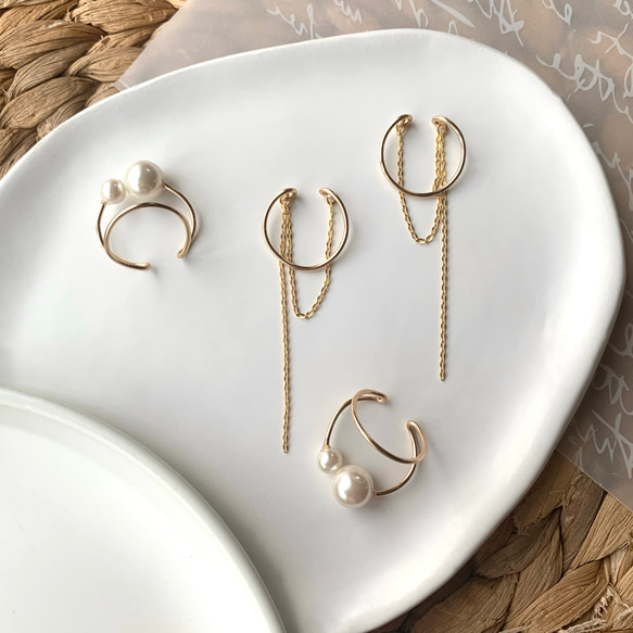 【ため息級の繊細華奢デザイン✶】欲しかった両耳イヤーカフ*✴︎14kgf/Silver925Filled 10枚目の画像