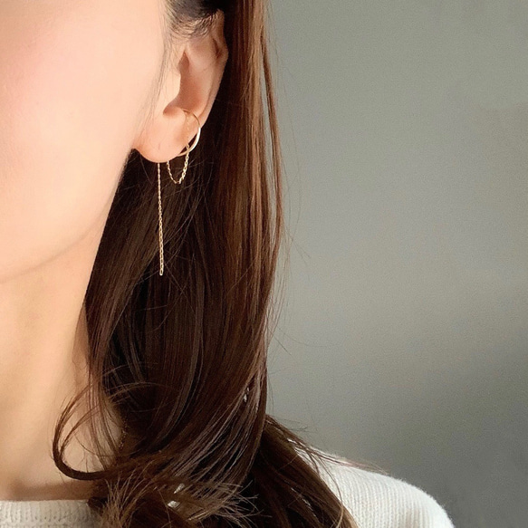 【ため息級の繊細華奢デザイン✶】欲しかった両耳イヤーカフ*✴︎14kgf/Silver925Filled 6枚目の画像