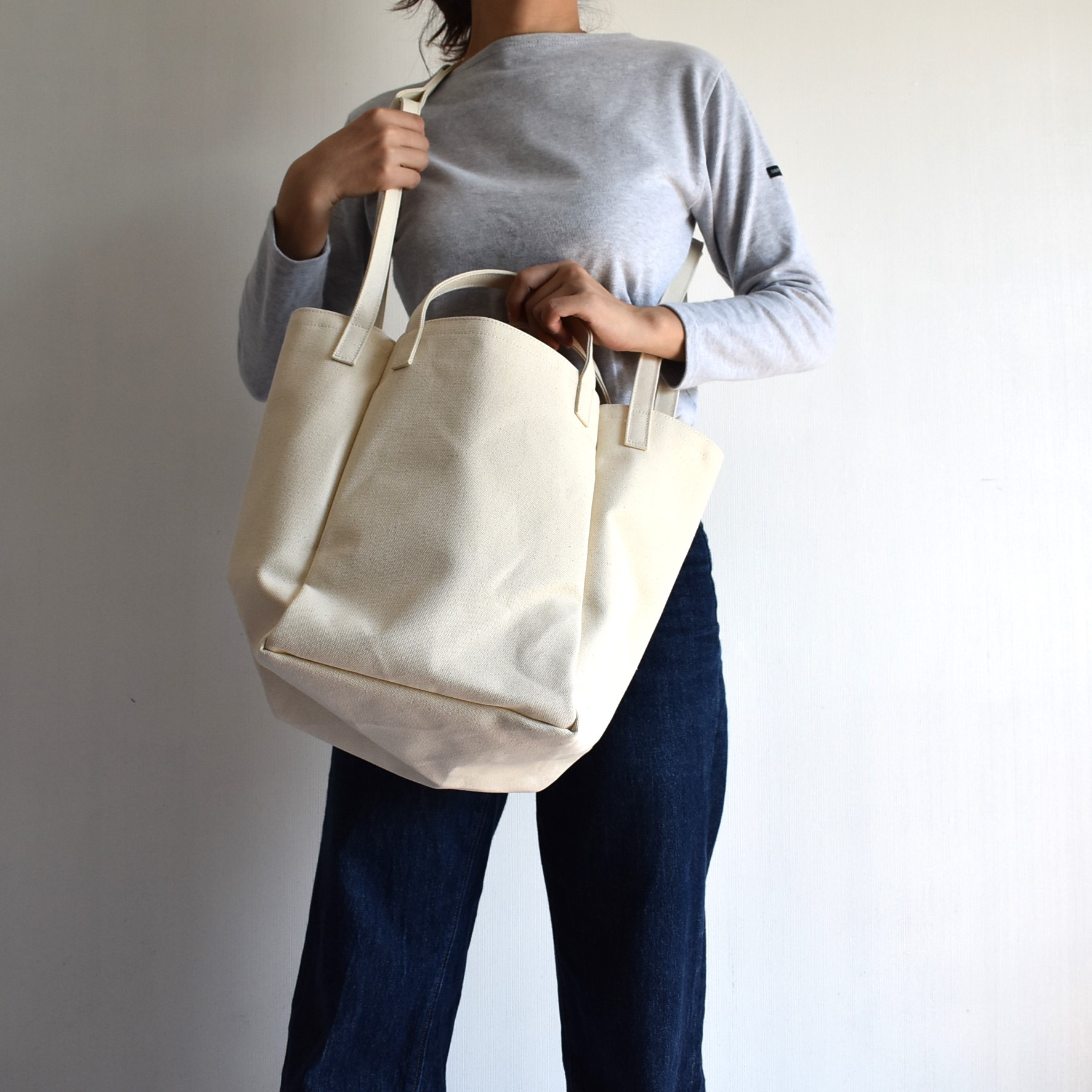 DROP2 SHOULDER TOTE BAG（キナリ）3WAY ショルダーバッグ 帆布 大容量