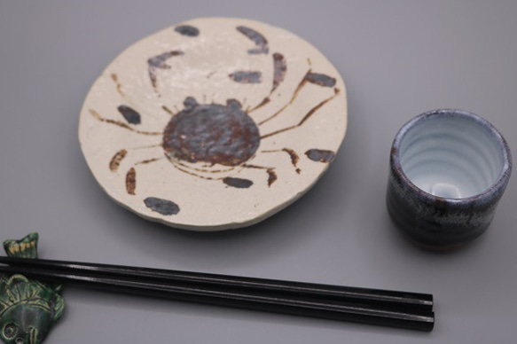 伝　魯山人の小皿 魯山人好みカニ絵小皿10客組み（作品番号R-057) 小皿 森の丘陶房