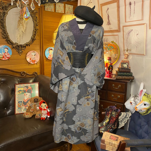 和洋折衷 レトロ 古着 ユニセックス 長襦袢 着物 和 モダン