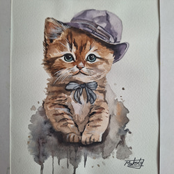 猫の絵画 花柄の帽子 aa356f989c6f55c533b6a7b7a6b925