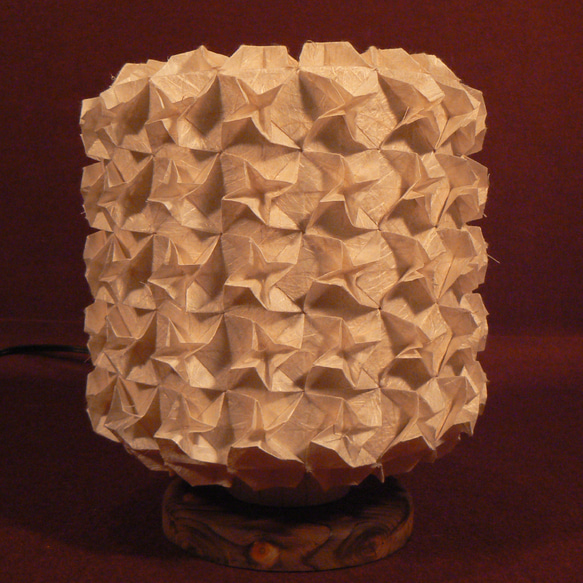 和紙の手作りランプシェード　美濃和紙使用　[折] 10-1　どこにもない癒しの手作り一点物作品　ギフト・模様替えに最適 