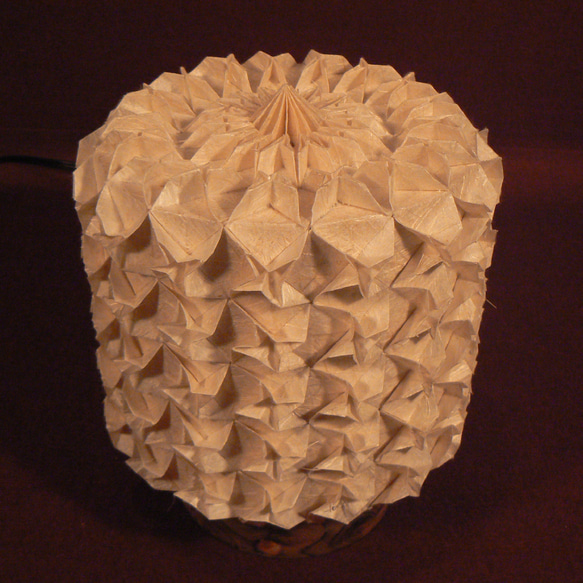 和紙の手作りランプシェード　美濃和紙使用　[折] 10-1　どこにもない癒しの手作り一点物作品　ギフト・模様替えに最適 
