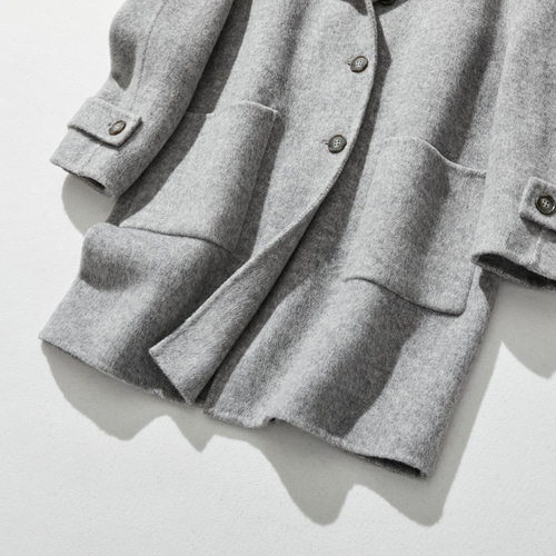 秋冬の定番フード付きコート ウールコート ライトグレー 231021