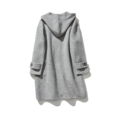 秋冬の定番フード付きコート ウールコート ライトグレー 231021