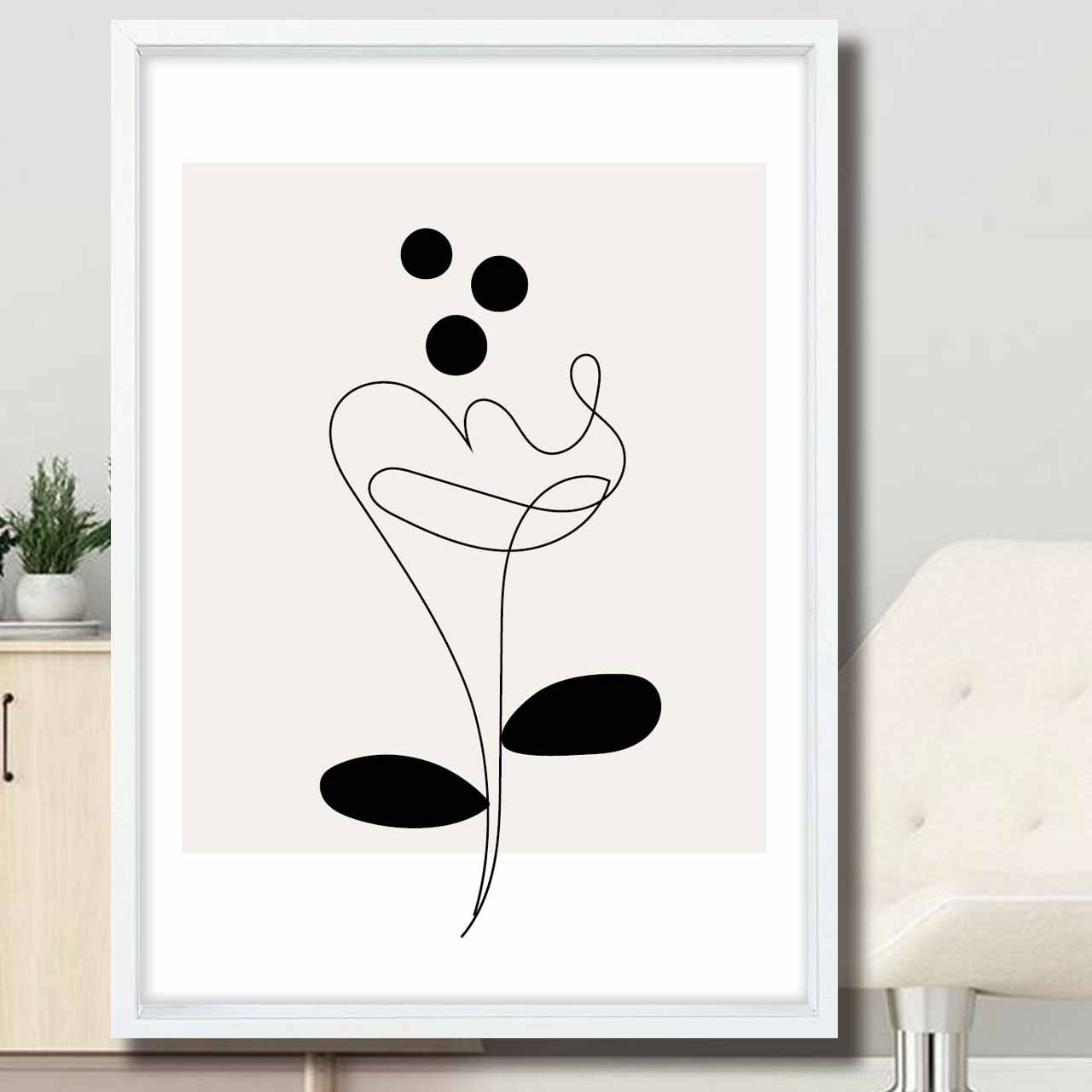 フラワーなライン　花　イラスト　ポスター　A4 A3 A2 A1　アートポスター　アート/sei/新着順検索　1756