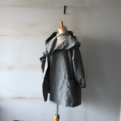 厚手リネンコットン　男女兼用フーテッドコート　H75 7枚目の画像