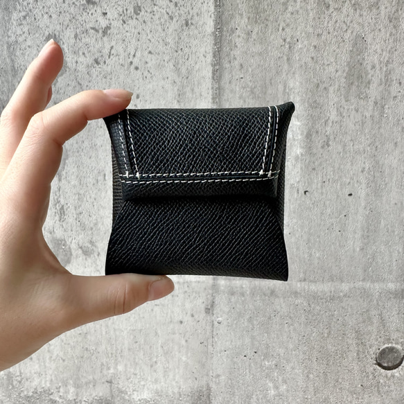 【本革】ステッチデザインコインケース コンパクトミニ財布 ギフト 3枚目の画像
