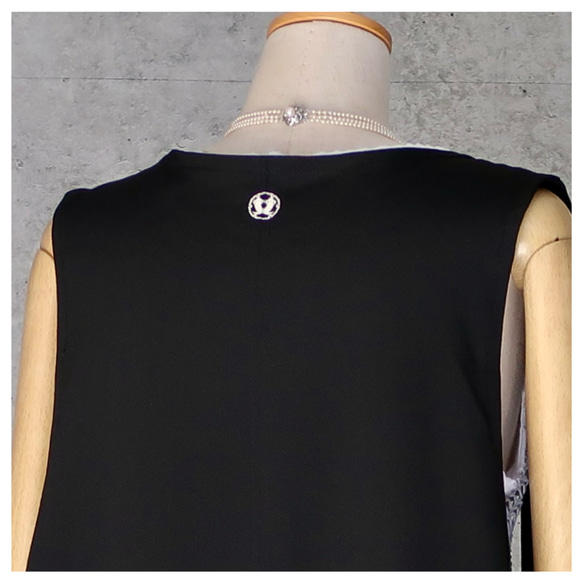 黒留のロングカシュクールジレ　Lサイズ 　フリーサイズ　　着物リメイク 11枚目の画像