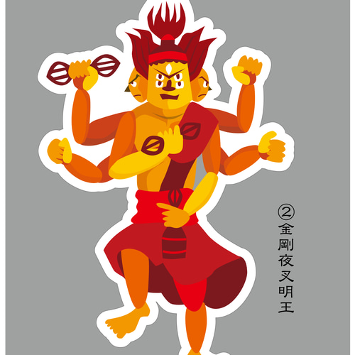 オリジナルイラスト仏像のステッカー③ ※UV、耐水加工ステッカー 1種類