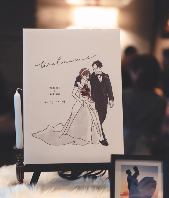 ウェルカムボード　結婚式小物イラストオーダー　メッセージカード　似顔絵　SALE
