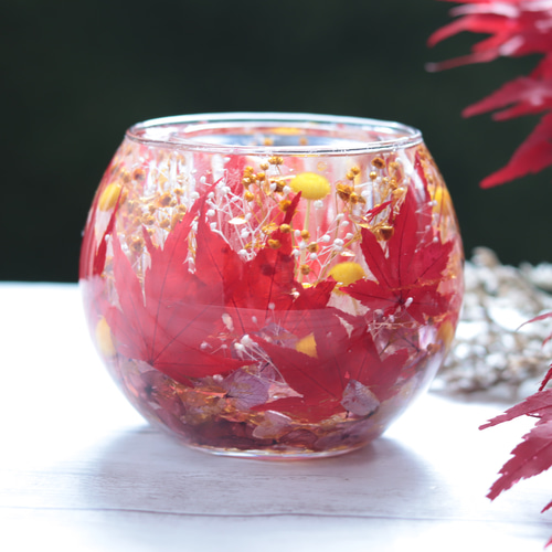 選べるラベル】紅葉+黄水晶～野山の錦～キャンドルホルダー＊シトリン