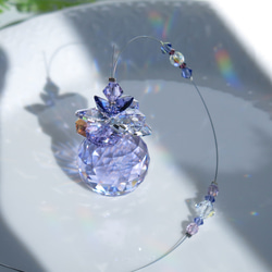 グラデーションパープル☆スワロフスキークリスタル　ハート&天使のサンキャッチャー　30mm　バイオレット 15枚目の画像