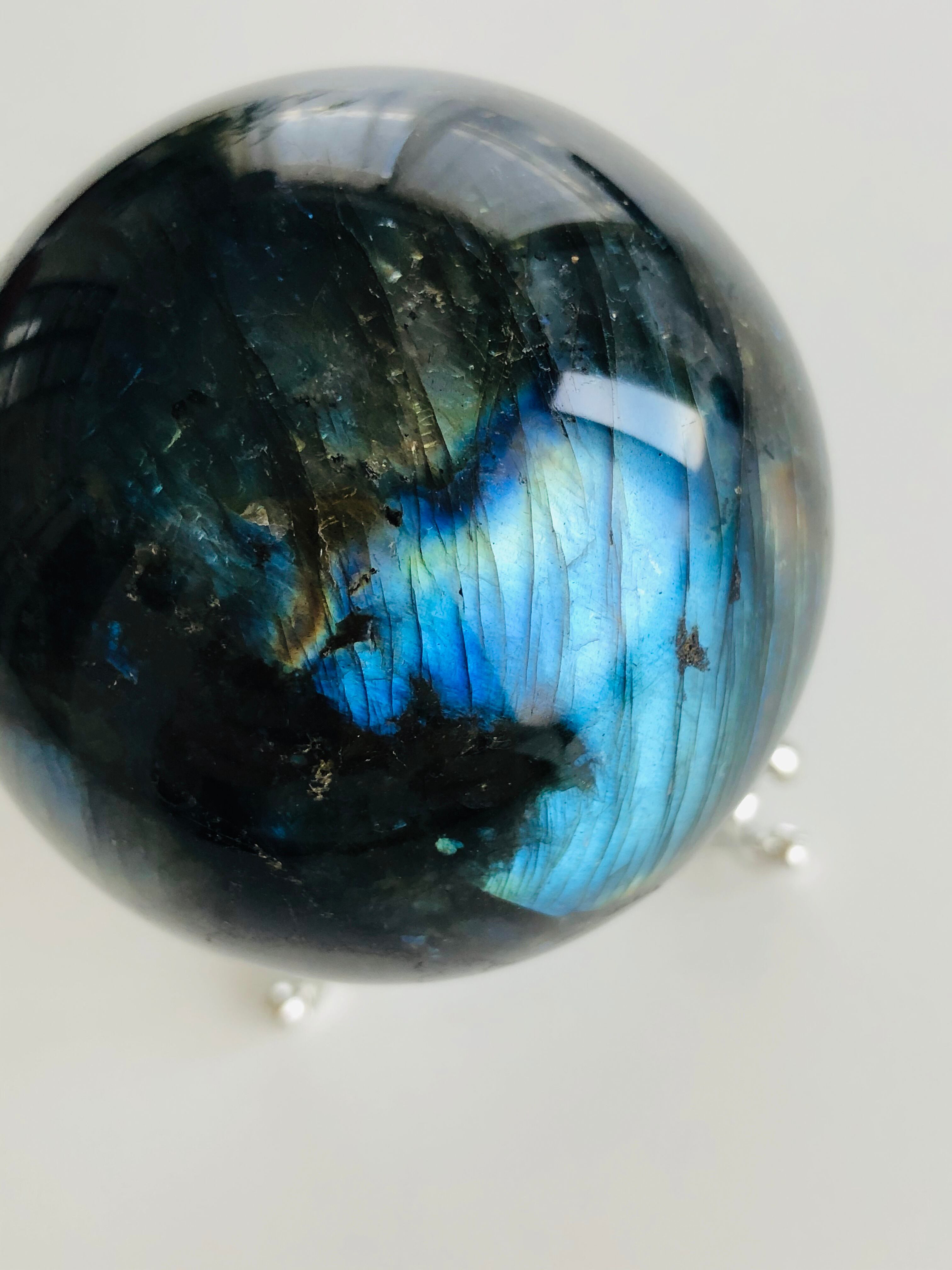 最新最全の 美ブルー！ラブラドライトの丸玉(60mm) 天然石 虹色の星 通販 ブレスレット・バングル