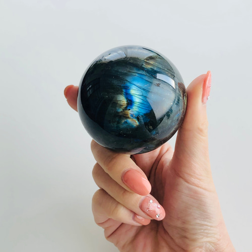 美ブルー！ラブラドライトの丸玉(60mm) 天然石 虹色の星 通販