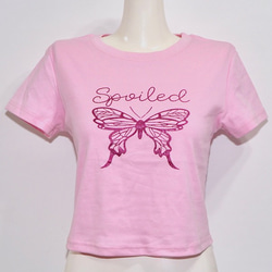Glitter Butterfly Tops (pink-magenta lame) 半袖Ｔシャツ ピンク 桃 ストリー 7枚目の画像
