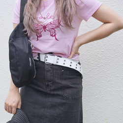 Glitter Butterfly Tops (pink-magenta lame) 半袖Ｔシャツ ピンク 桃 ストリー 2枚目の画像