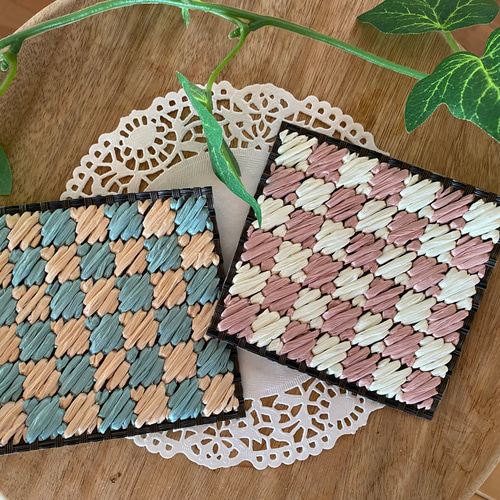 ハンドメイド【927】リバーシブル布コースター50枚セット ハンドメイド コースター2枚セット コースター mary 通販