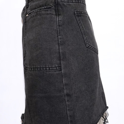 Cut-off Black Denim Mini- Skirt ミニスカート ブラック 黒 ストリート 6枚目の画像