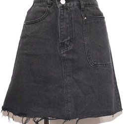 Cut-off Black Denim Mini- Skirt ミニスカート ブラック 黒 ストリート 4枚目の画像