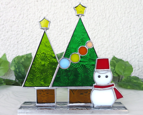 クリスマス ステンドグラス 雪だるま ツリー その他インテリア