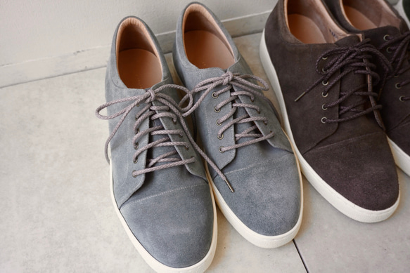 男款★精緻天鵝絨皮革運動鞋/藍灰色/炭褐色/橄欖色/絲質天鵝絨/拉絨皮革 第8張的照片