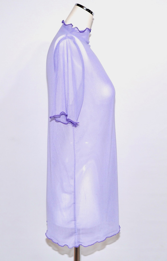 See-through S/S Mesh Tops（lilac purple） 半袖Ｔシャツ パープル 紫 カジュアル 4枚目の画像