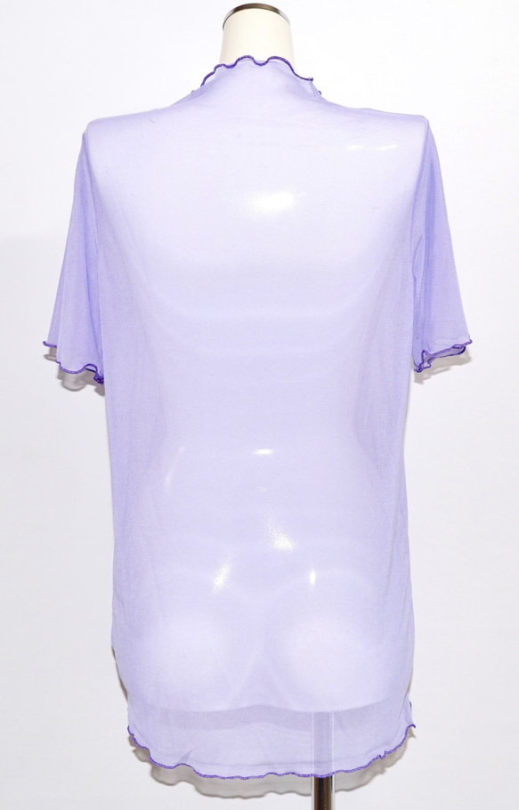 See-through S/S Mesh Tops（lilac purple） 半袖Ｔシャツ パープル 紫 カジュアル 5枚目の画像