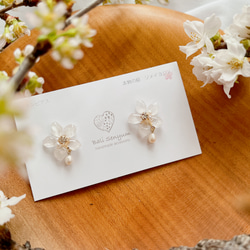 真正的櫻花和淡水珍珠耳環 Somei Yoshino 第16張的照片