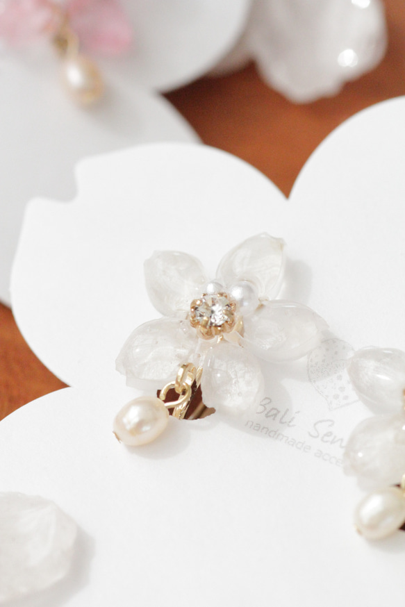 真正的櫻花和淡水珍珠耳環 Somei Yoshino 第10張的照片