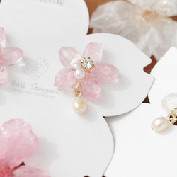 真正的櫻花和淡水珍珠耳環 Somei Yoshino 第1張的照片