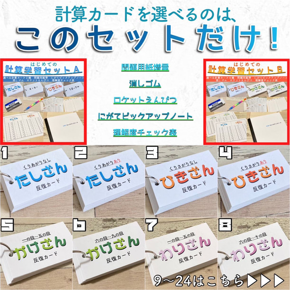 はじめての計算学習セットＢ　計算カード　たし算　ひき算　かけ算　わり算　算数　プレゼント　テスト対策　算数カード　知育 3枚目の画像