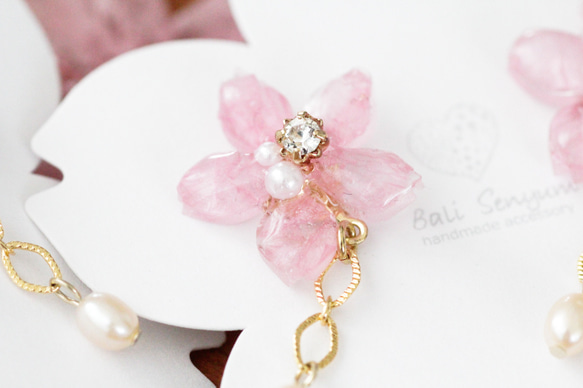 真正的櫻花和淡水珍珠鏈耳環 Somei Yoshino 第10張的照片