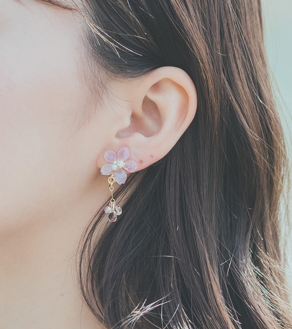 真櫻花和玻璃珠耳環 Somei Yoshino 第2張的照片