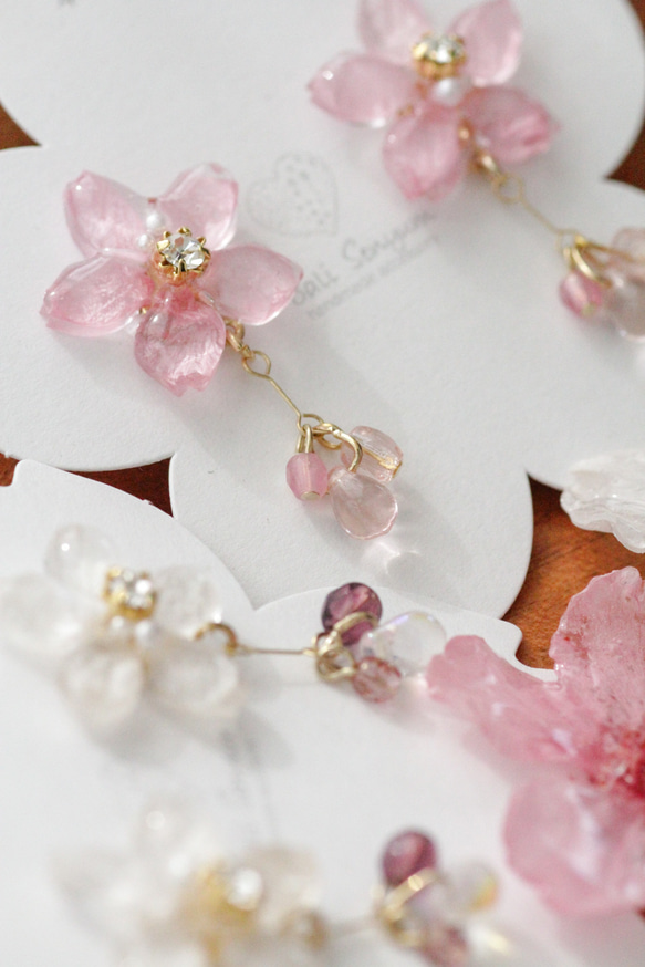 真櫻花和玻璃珠耳環 Somei Yoshino 第3張的照片