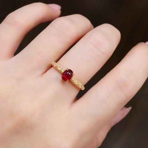 エックス型K18 天然ルビーリング1.0ctダイヤモンド 12号7.3g