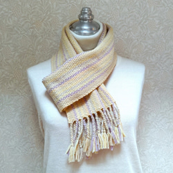 草木染毛糸の手織りマフラー　Ｍ-154 2枚目の画像