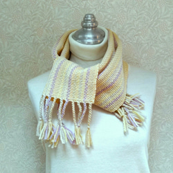 草木染毛糸の手織りマフラー　Ｍ-154 3枚目の画像