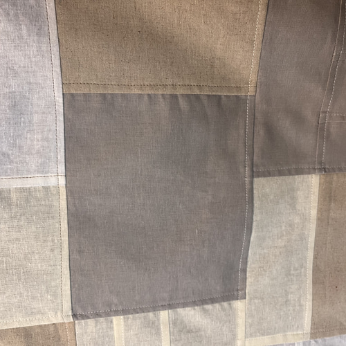 綿麻と刺繍生地のポジャギ風タペストリー95×70 カーテン fu.wa