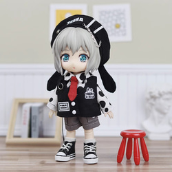 オビツ11 1/12ドール服 ドールウェア 牛MiuMiuセット 耳付き まだら