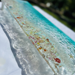 アートガラスモニターラック  シェルと白砂のビーチ　エメラルドブルーの海 8枚目の画像
