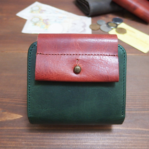 c２　オイルレザー　2折れフラップ財布　ブラウン　 　レディース　メンズ　ギボシ　ナチュラルな風合いのレザーウォレット 