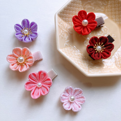 お花の髪飾り〜ちょっと小さめ〜＊色、選べます○つまみ細工