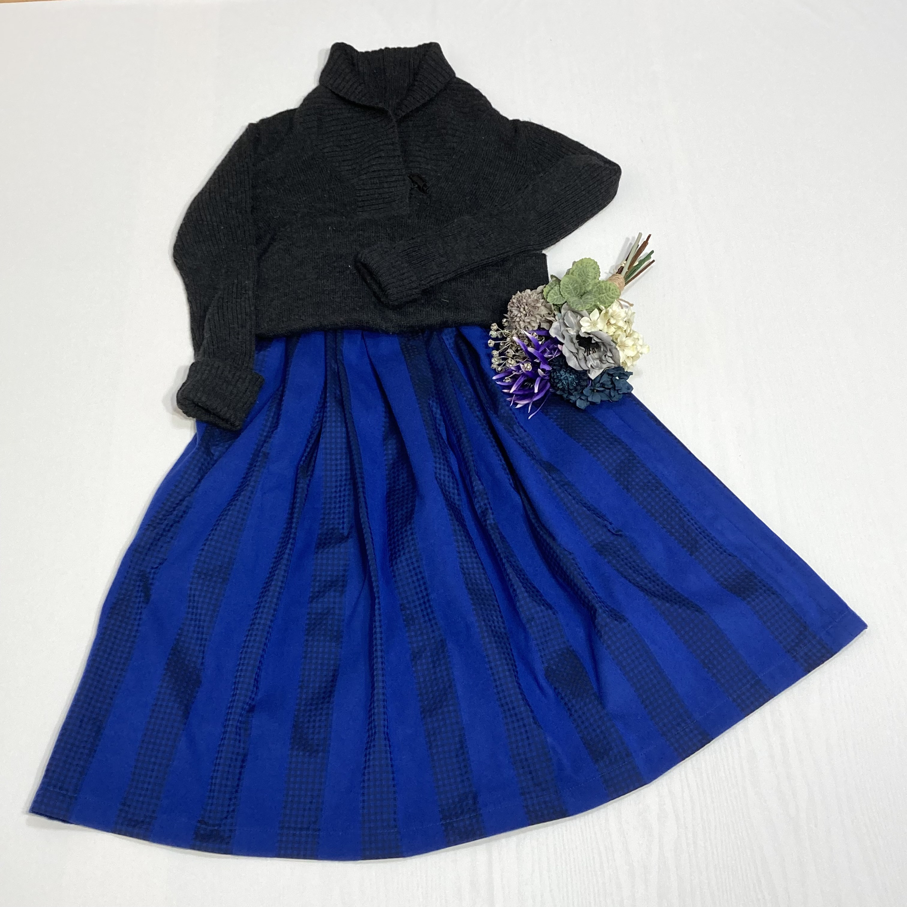 起毛　ギンガムチェックのストライプ　by花織［Y2322］