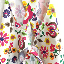 東欧風（生成り地・マゼンタ）サイズ・タイプが選べる　大人用エプロン　 8枚目の画像