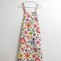 東欧風（生成り地・マゼンタ）サイズ・タイプが選べる　大人用エプロン　 4枚目の画像